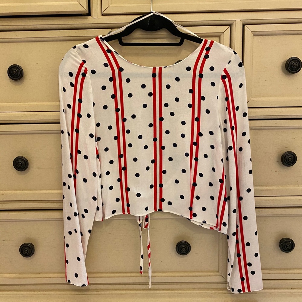 Tie-Back Backless Satin Top (Long-sleeve)